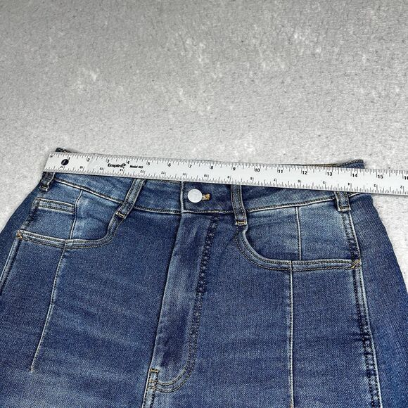 Pilcro Jeans Womens Size 27 Blue Wide Leg Cropped Barrel Denim High Rise Denim - Picture 5 of 14